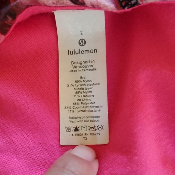 lululemon athletica Pink and Black Patterned Sports Bra - Picture 3 of 4